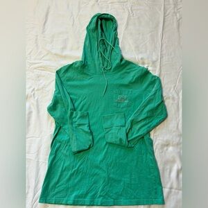 Vineyard Vines Womens Long Sleeve Hooded Shirt Green/Pink size Small